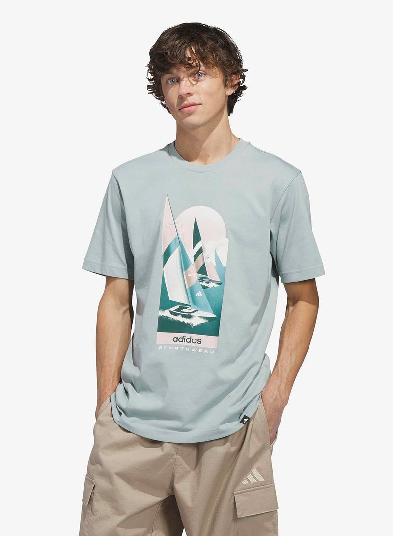 اديداس تيشيرت صيفي بطبعة إبحار - Image 1